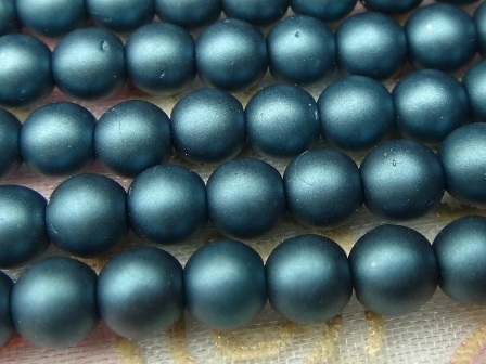 3MM捷克圓珠~< M25033>珍珠磨砂鋼鐵藍---1串/約100顆入