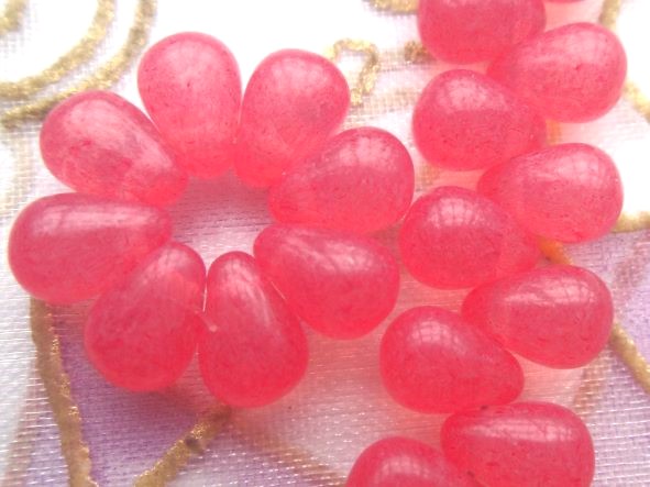 4X6MM水滴珠~<20007>果凍玫瑰桃紅~100顆入