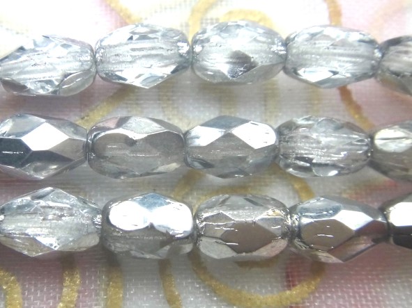 4x6mm米粒型棗珠~<27001>水晶染銀---1包/20顆入