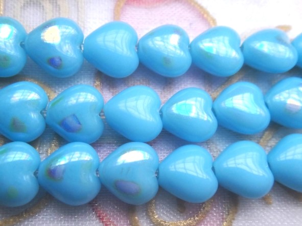 6x6MM心型珠~< IA63020>點彩嬰兒藍--1包/50顆入